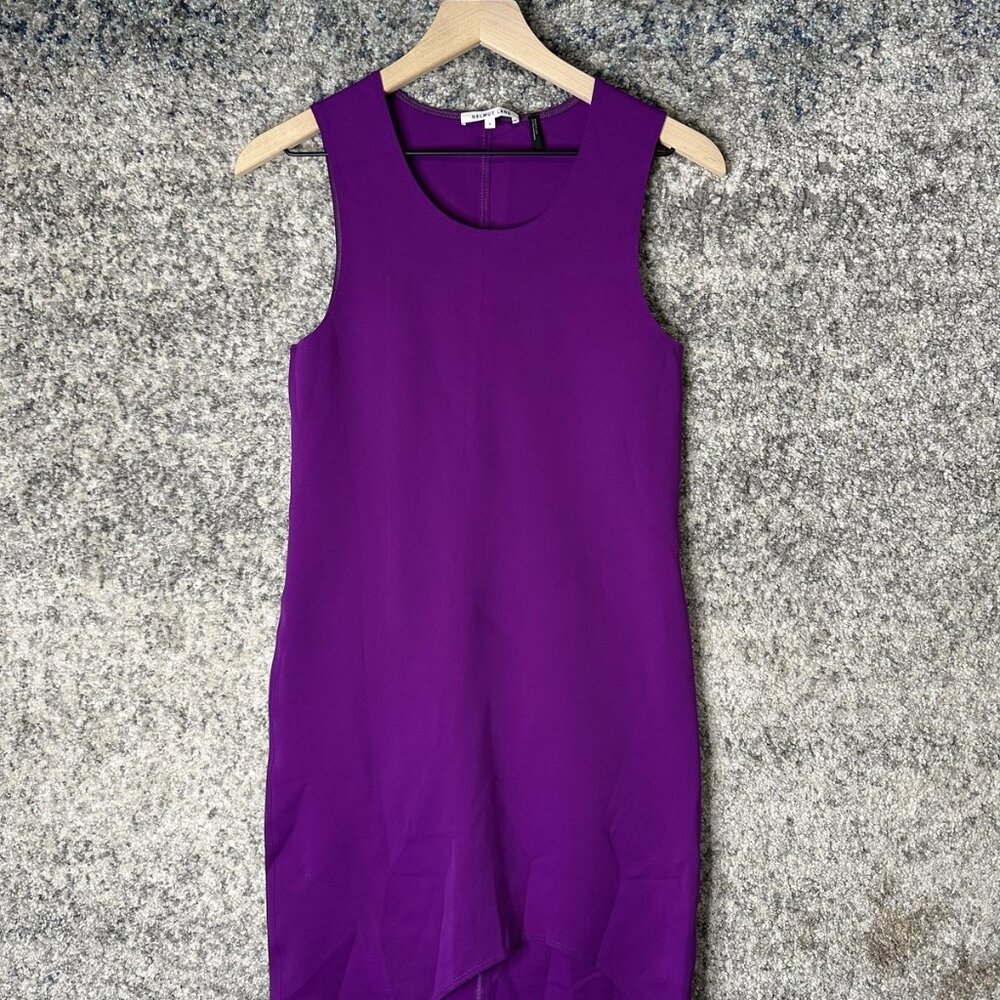 Helmut Lang Dress Womens Small Purple Sleeveless Sheath Asymmetric Hem Made USA‎